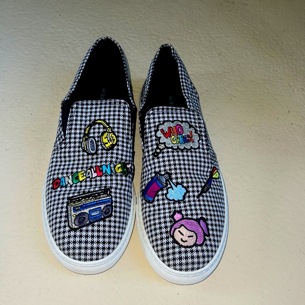 Mira Mikati embroidered houndstooth slip on sneakers